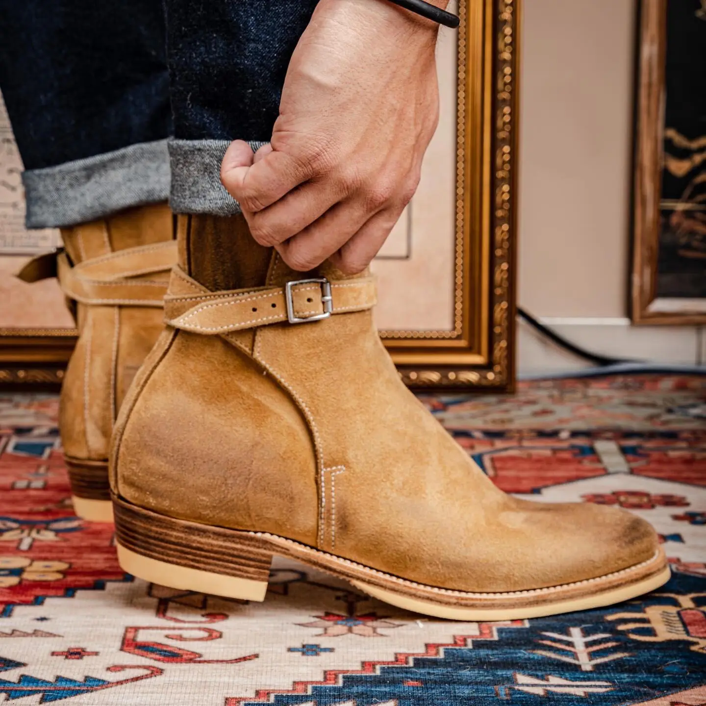 American-style Vintage Pointed-toe Boots Mens Suede
