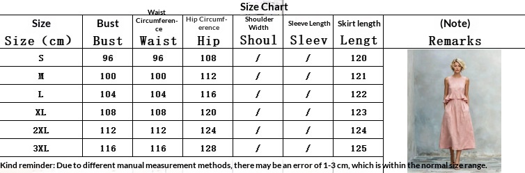 Size chart for Women's Ruffle Maxi Dress – S M L XL XXL XXXL measurements
