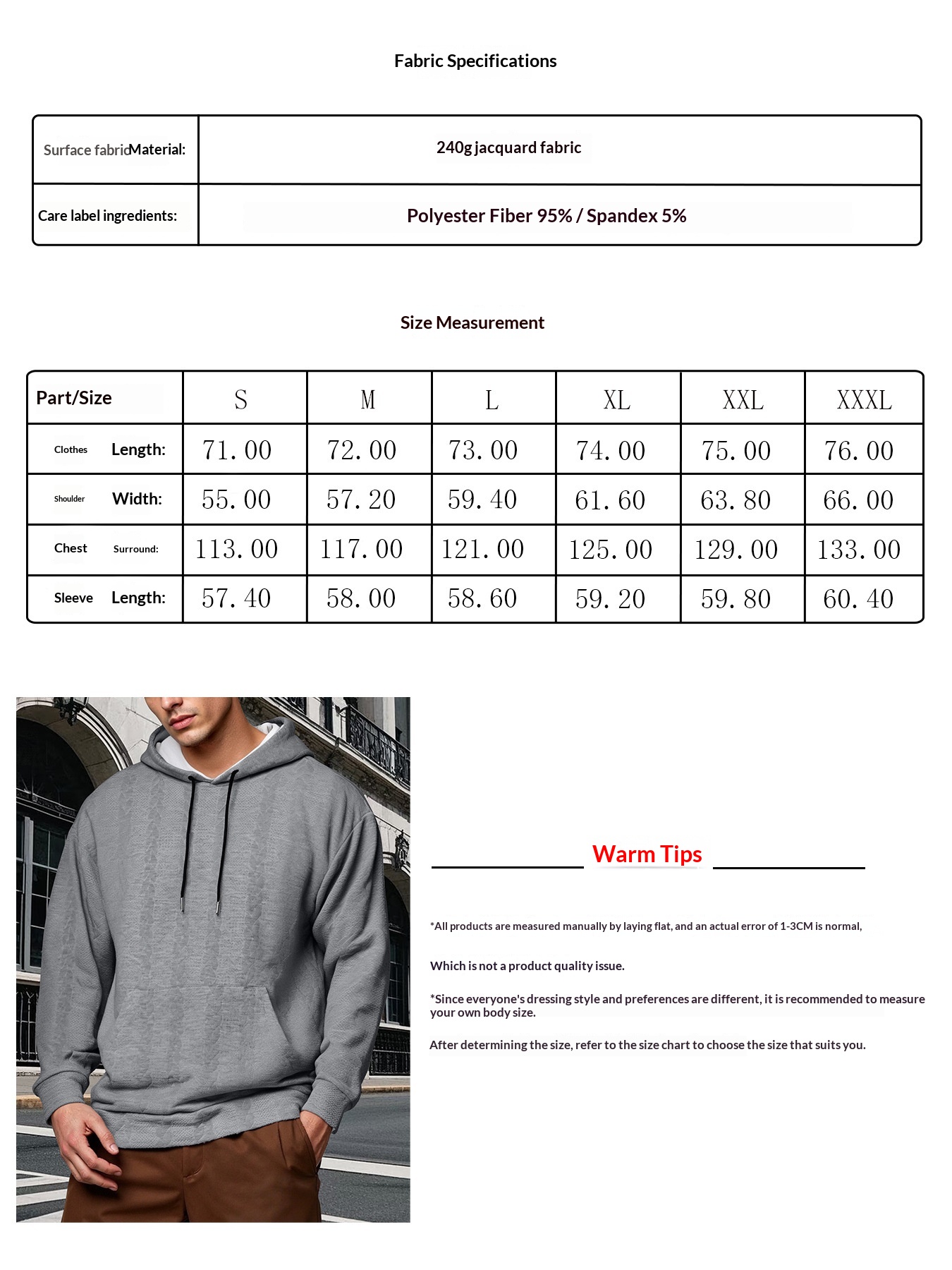 Pullover Hoodie Men’s Cotton Long-Sleeve Slim Fit Sweatshirt