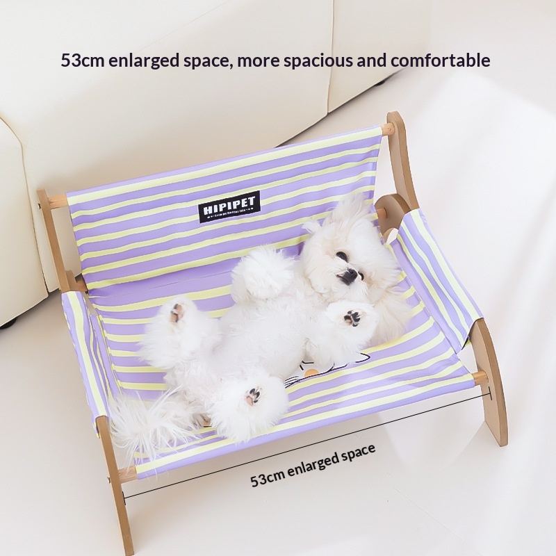 Striped Chaise Lounge Solid Wood Sofa Dog Bed