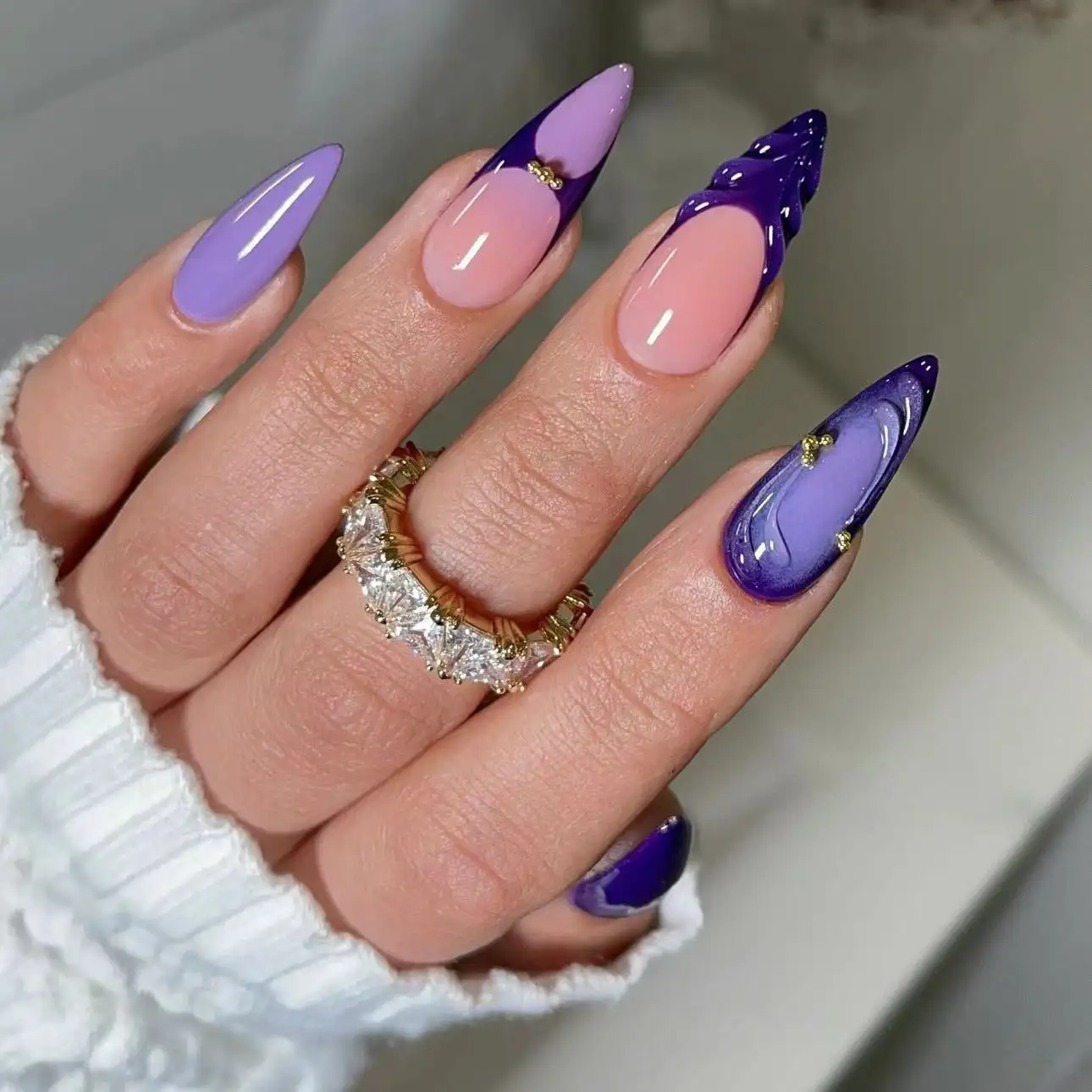 French-style 3D Drip-gel Artificial Nails Nail Tips