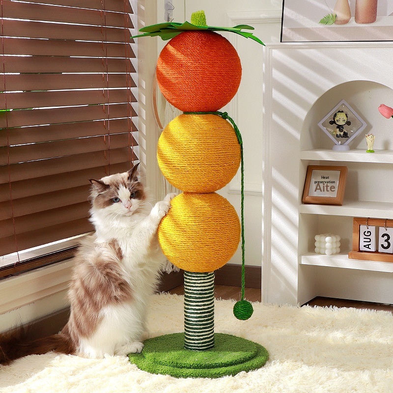 Scratching Post With Sisal Rope And A Ball For Cats And Other Pets To Play With