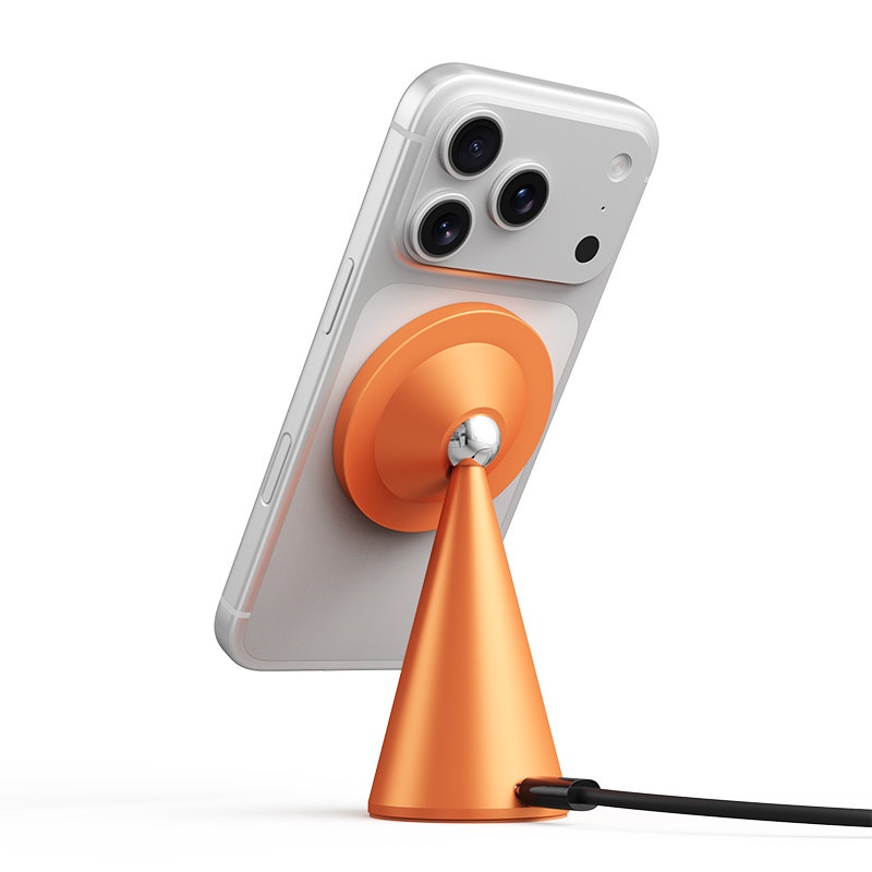 Color: Orange, Power: 25W - Wireless Charging Magnetic Holder Aluminum Alloy Fast Charging