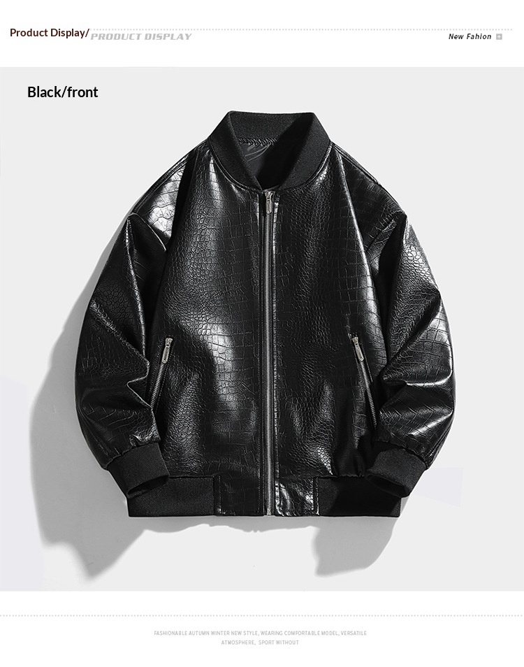 Slim Fit Synthetic Leather Jacket for Men, Ultra-Short Slim Fit Synthetic Leather Jacket for Men, Ultra-Short
