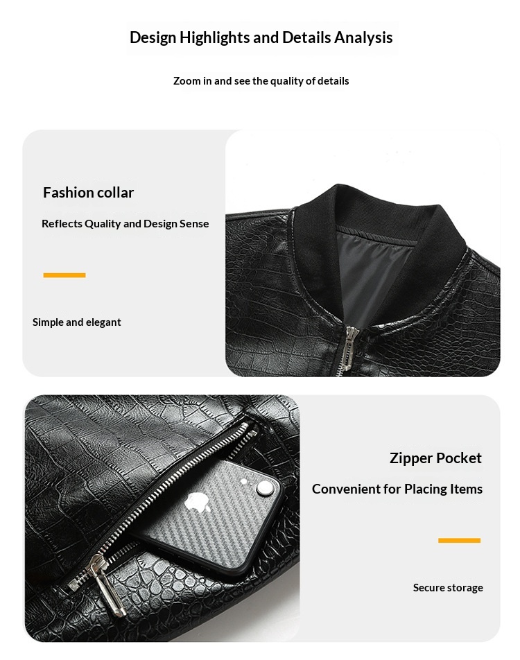 Slim Fit Synthetic Leather Jacket for Men, Ultra-Short Slim Fit Synthetic Leather Jacket for Men, Ultra-Short