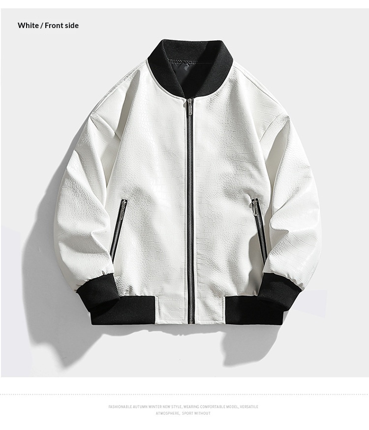 Slim Fit Synthetic Leather Jacket for Men, Ultra-Short Slim Fit Synthetic Leather Jacket for Men, Ultra-Short