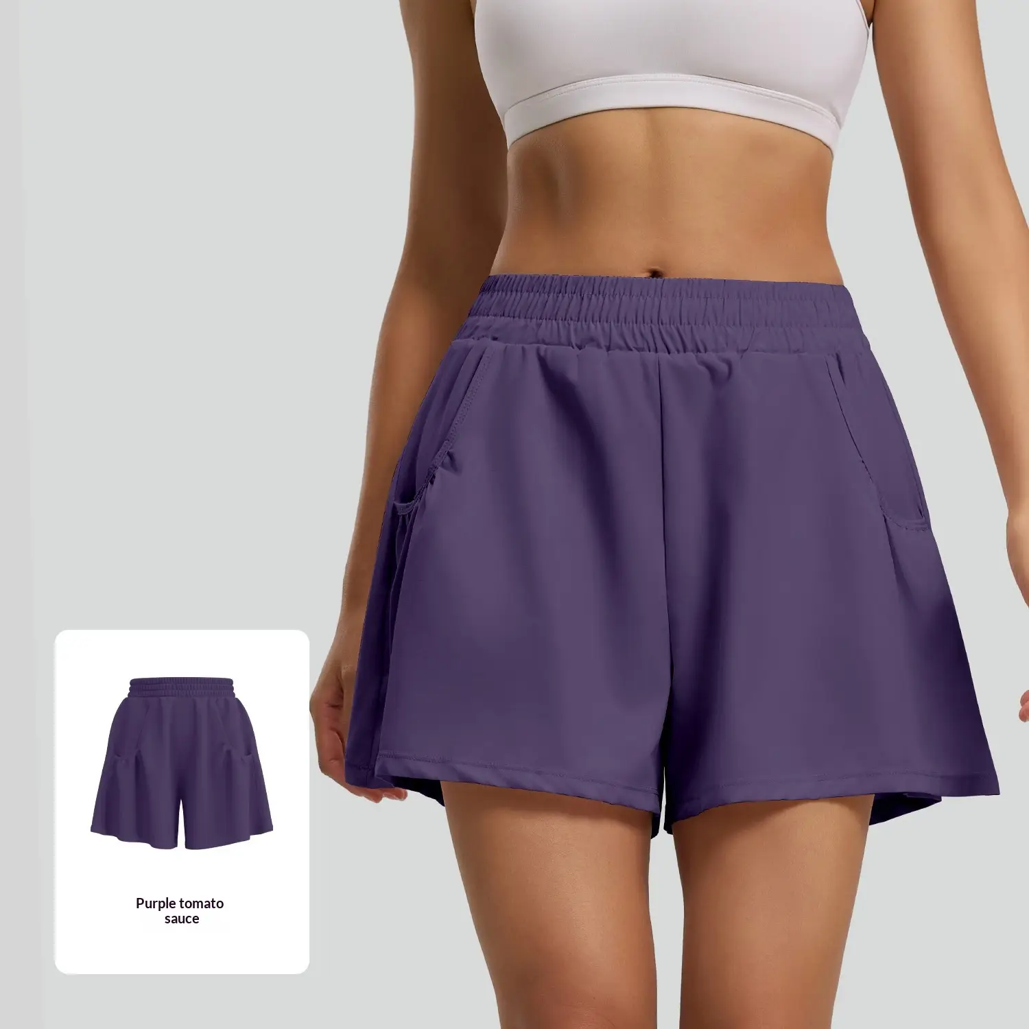 Womens Casual Anti-exposure High-waist Yoga Shorts
