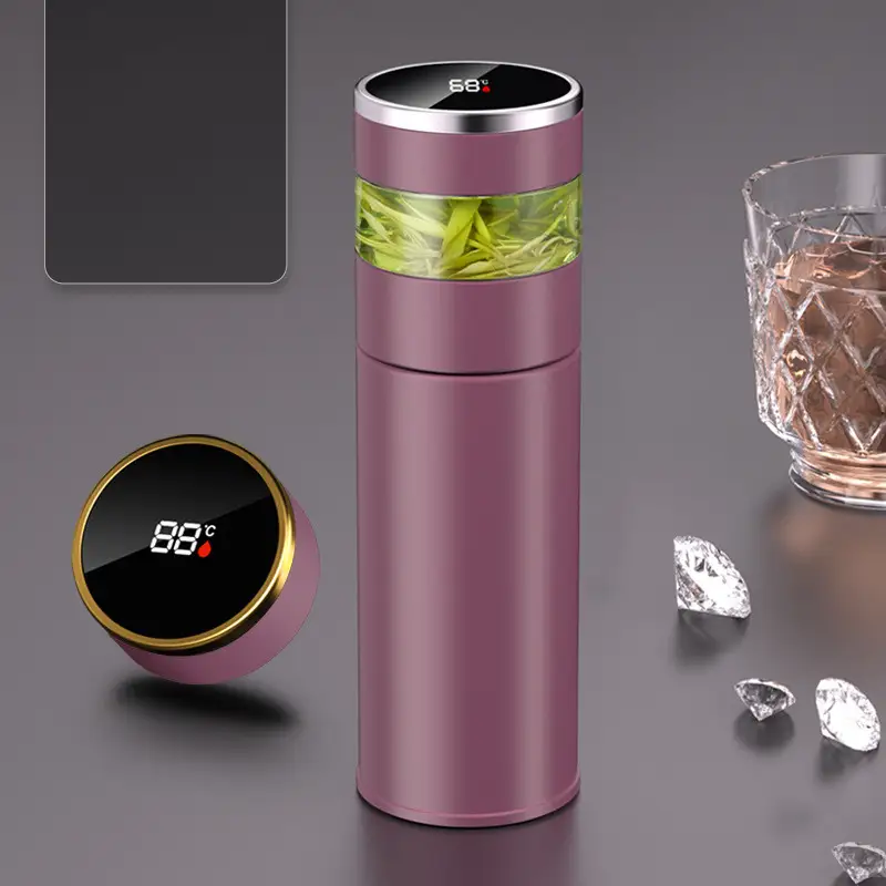 Double-Layer Smart Temperature-Display Tea And Water Separation Insulated Mug