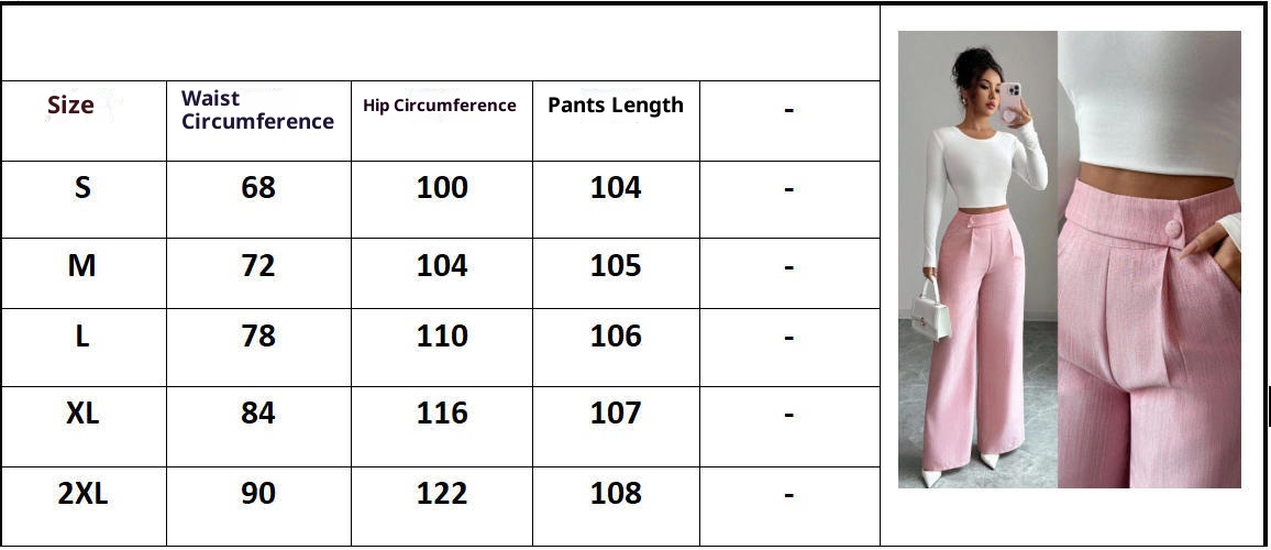 Women's High-Waist Straight-Leg Pants in Pink – solid color button detail full length polyester
