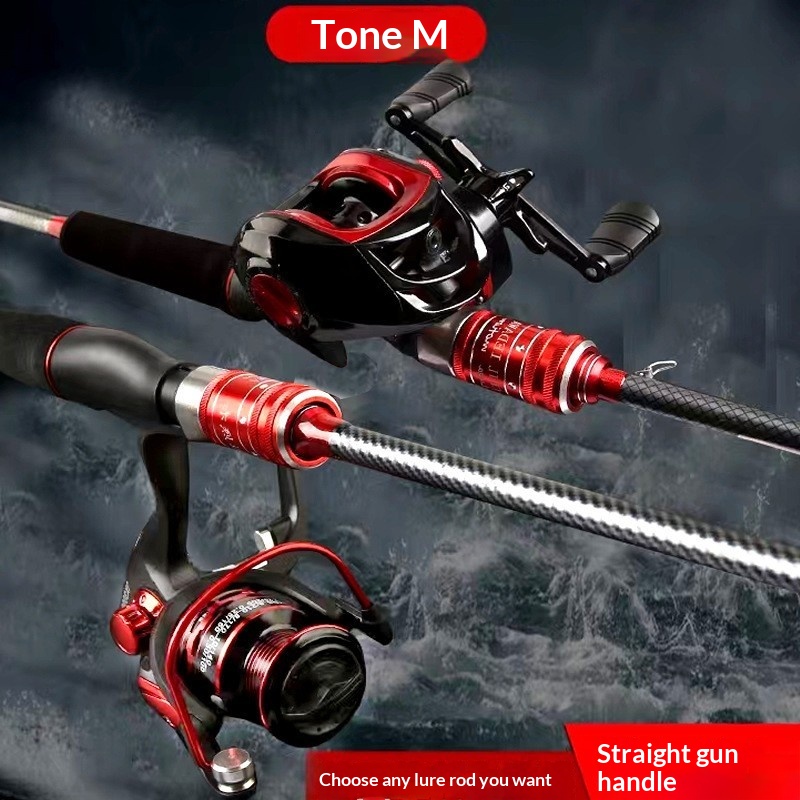 Single Rod Reel Handle Spinning Fishing Rod With A Straight Handle And A Baitcasting Reel