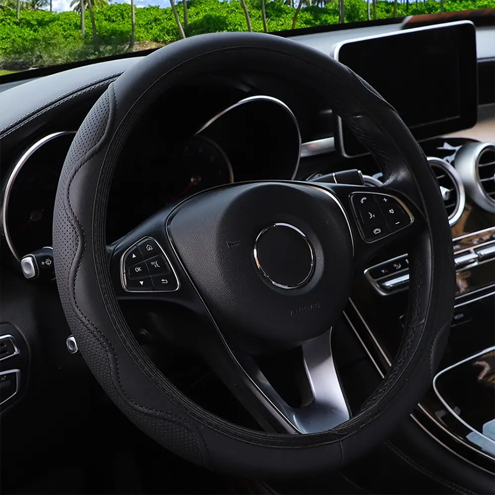 Fiber Leather Embossed Corrugated Elastic Stretch Steering