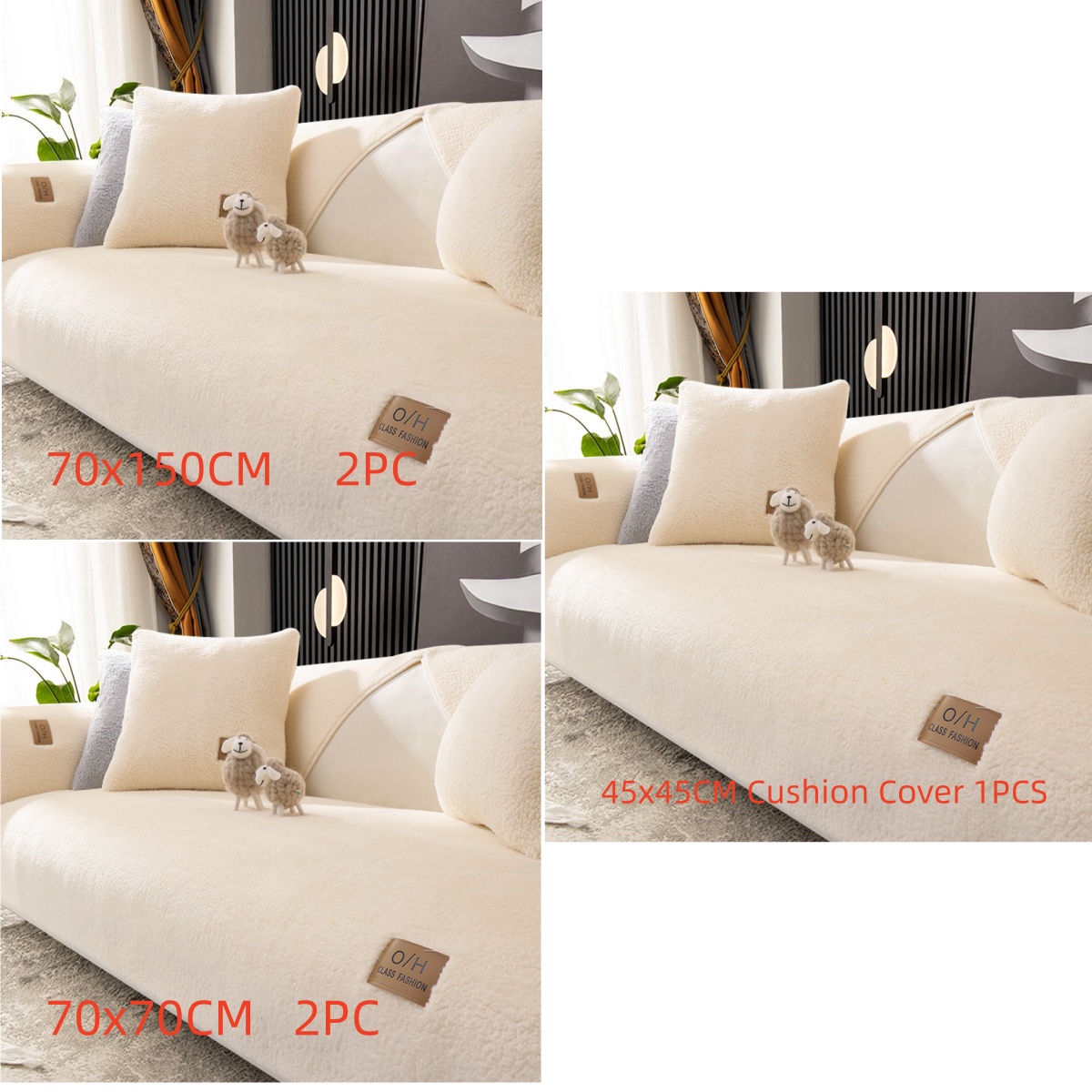 Fashion Simple Solid Color Winter Lambswool Sofa Cushion