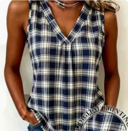 Summer Casual Plaid Sleeveless Tank Top Petite Camisole