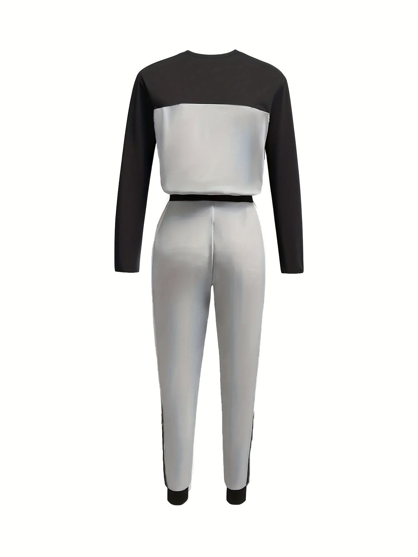 Women's Korean casual hoodie set – patchwork two-piece matching pants all season