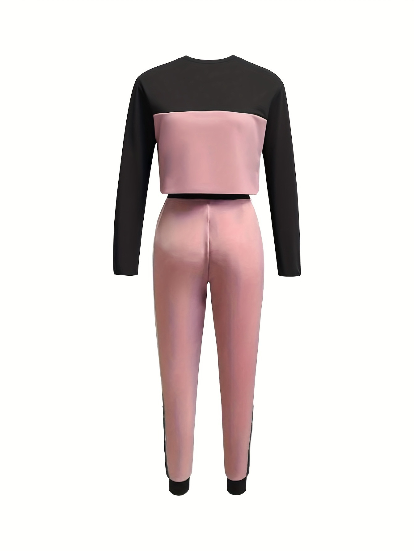 Women's Korean-style hoodie pants set styled casually – patchwork two-piece matching