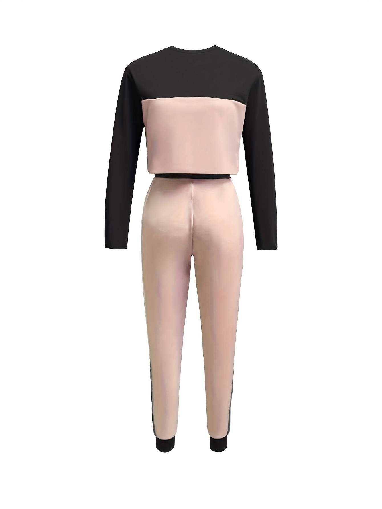 Women's hoodie and pants two-piece set – Korean-style casual patchwork matching