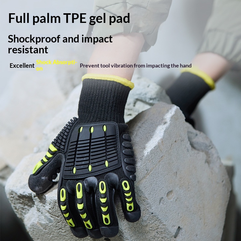 TPR Mechanical Construction Industry Palm Anti-vibration Gloves
