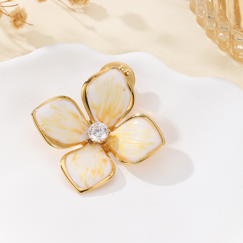 Enamel Flower Brooch