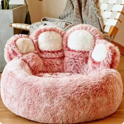 Fluffy Dog Bed Winter Warm Large Pet Products Small Sofa Baskets Pets Kennel Mat