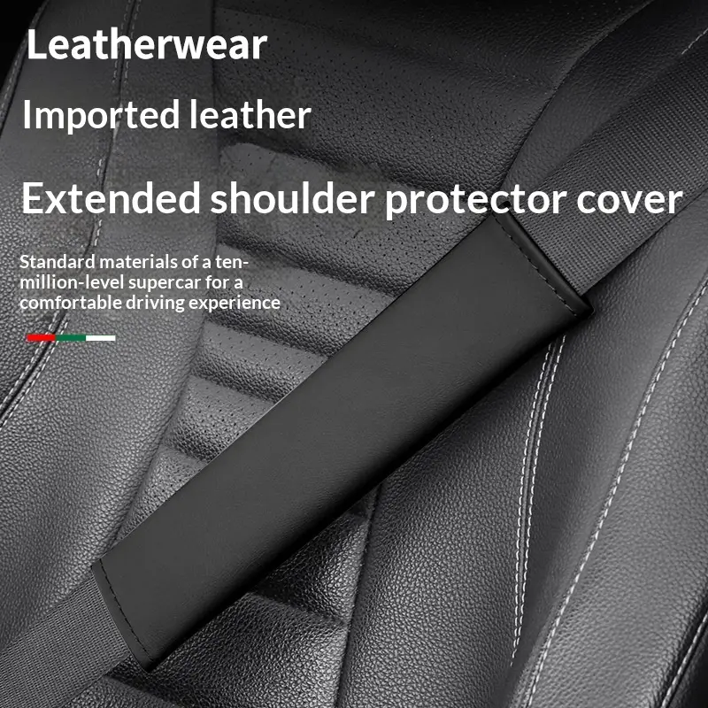 Extended Leather Car Seat Belt Shoulder Pad