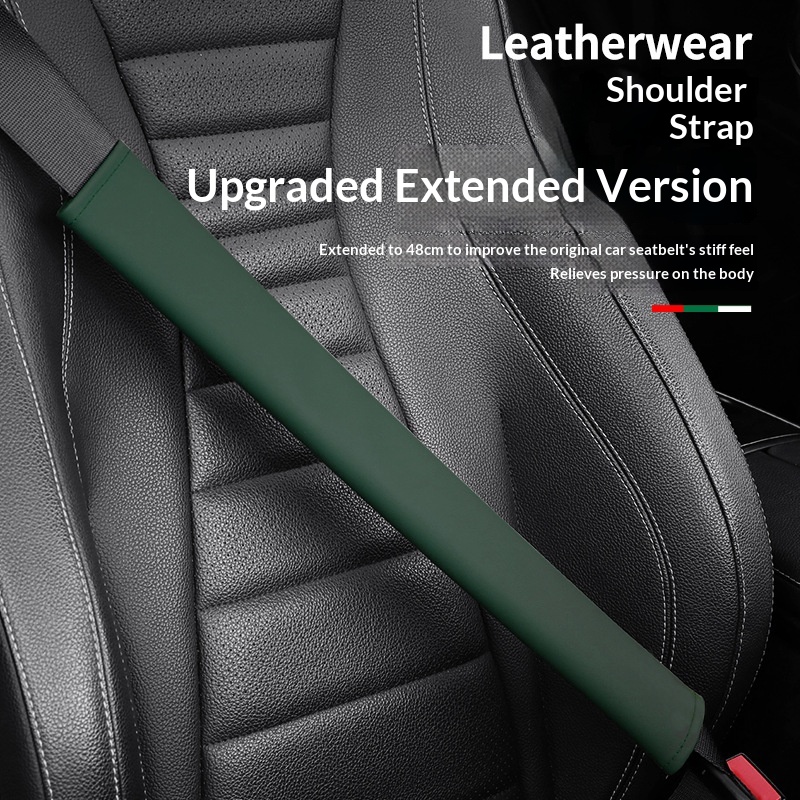 Extended Leather Car Seat Belt Shoulder Pad