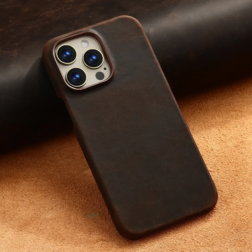 First-layer Cowhide Magnetic Protective Case for Phones
