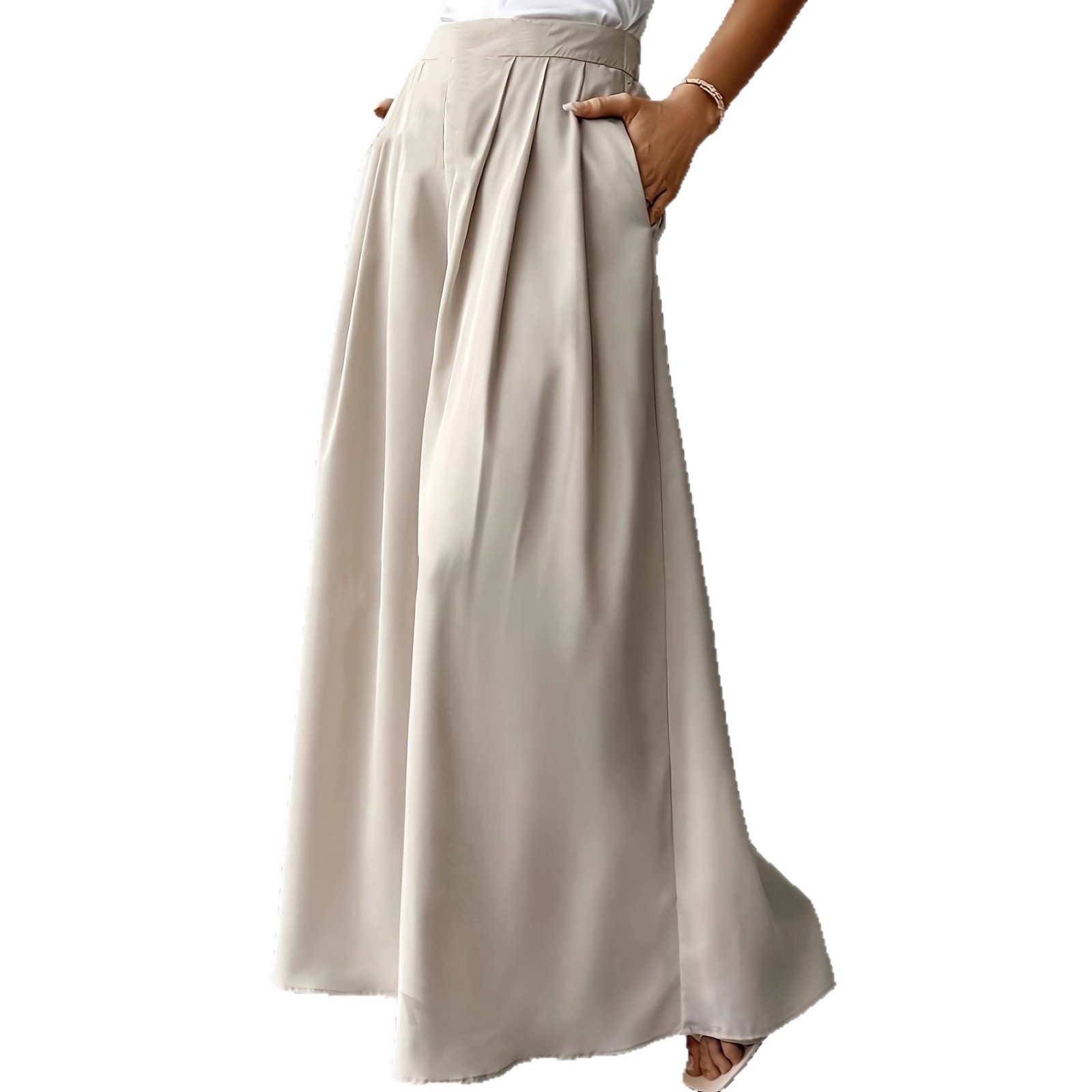 Women's linen wide-leg pants – high-waist pleated bohemian relaxed full-length