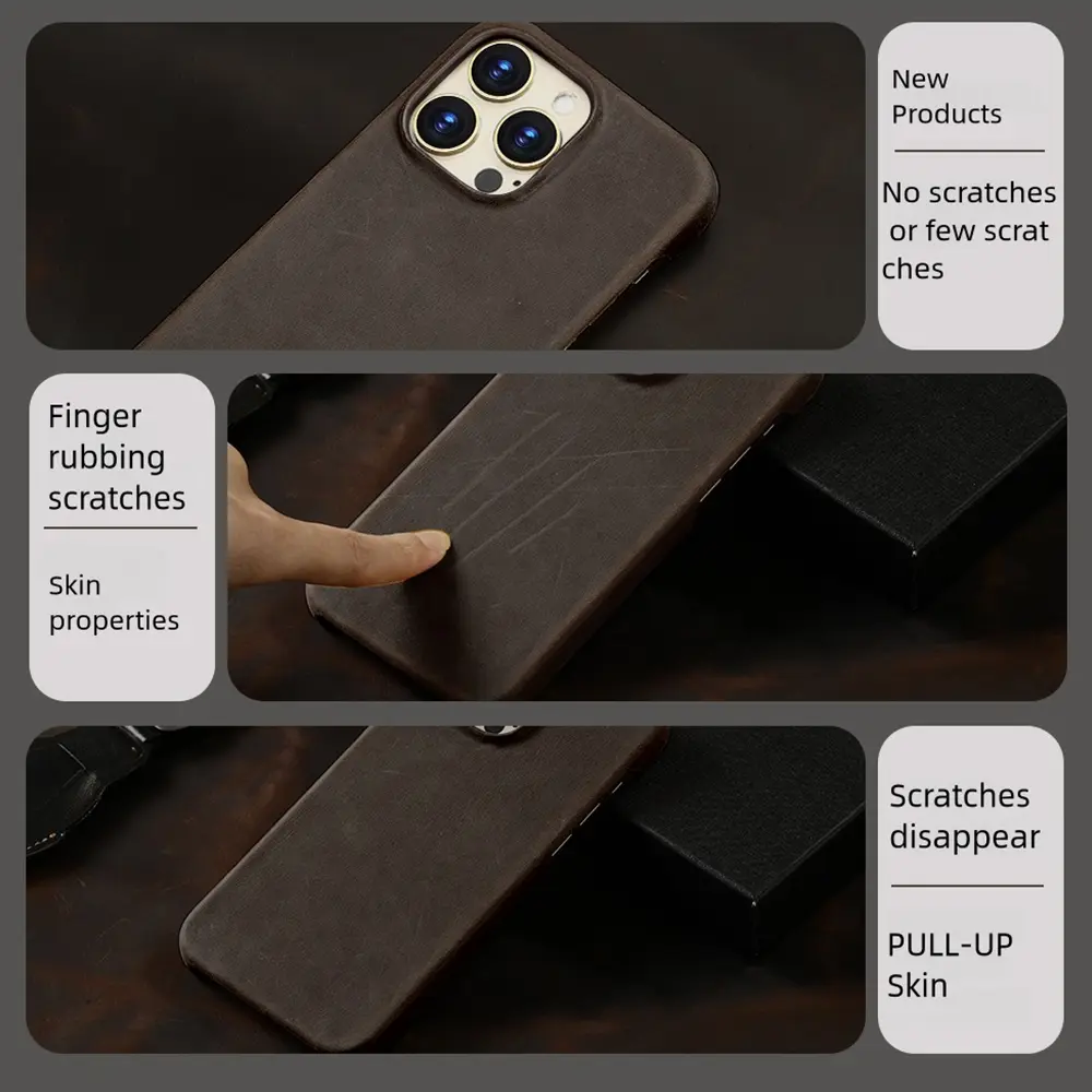 First-layer Cowhide Magnetic Protective Case For Phones