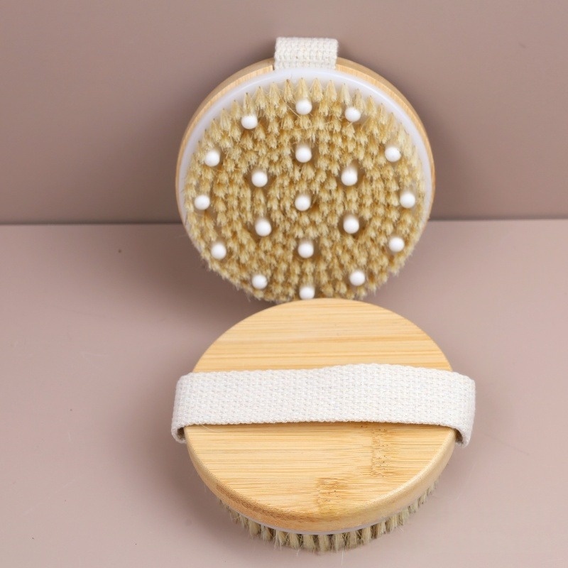 Pig-bristle Bath Brush Large Size Round Head Massage Brush