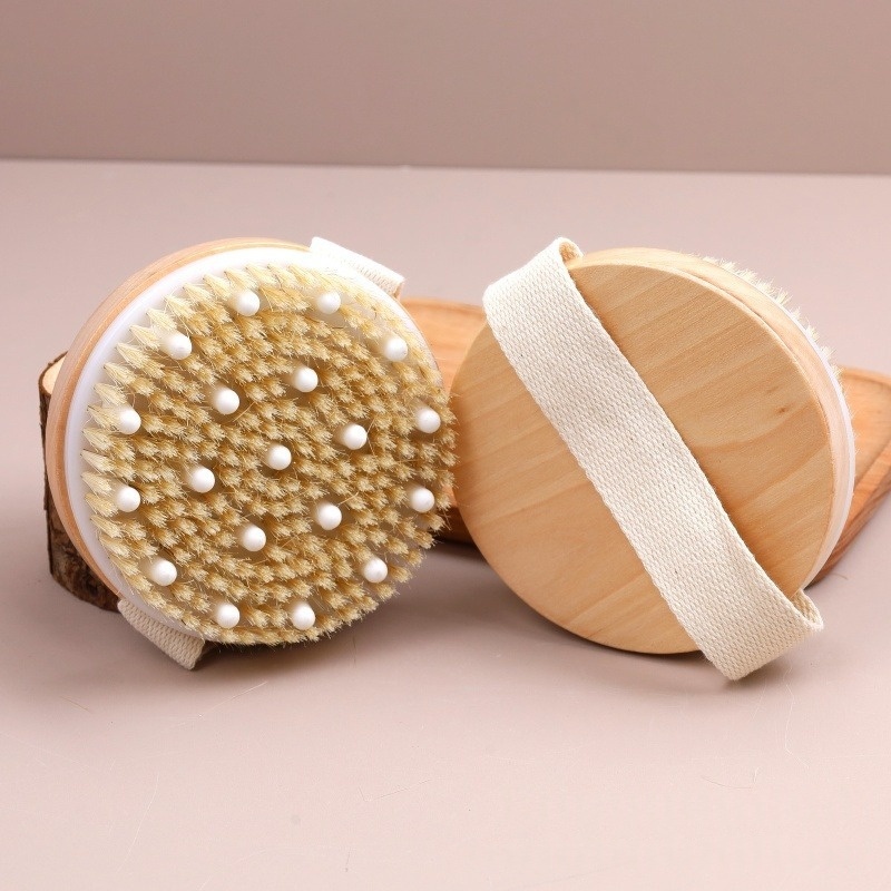 Pig-bristle Bath Brush Large Size Round Head Massage Brush