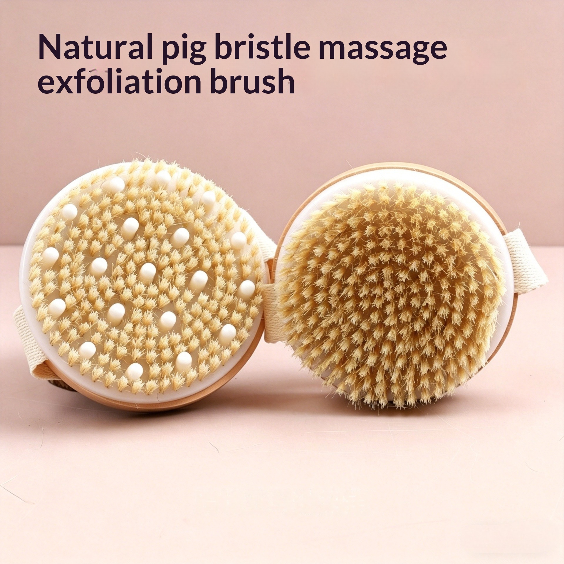 Pig-bristle Bath Brush Large Size Round Head Massage Brush