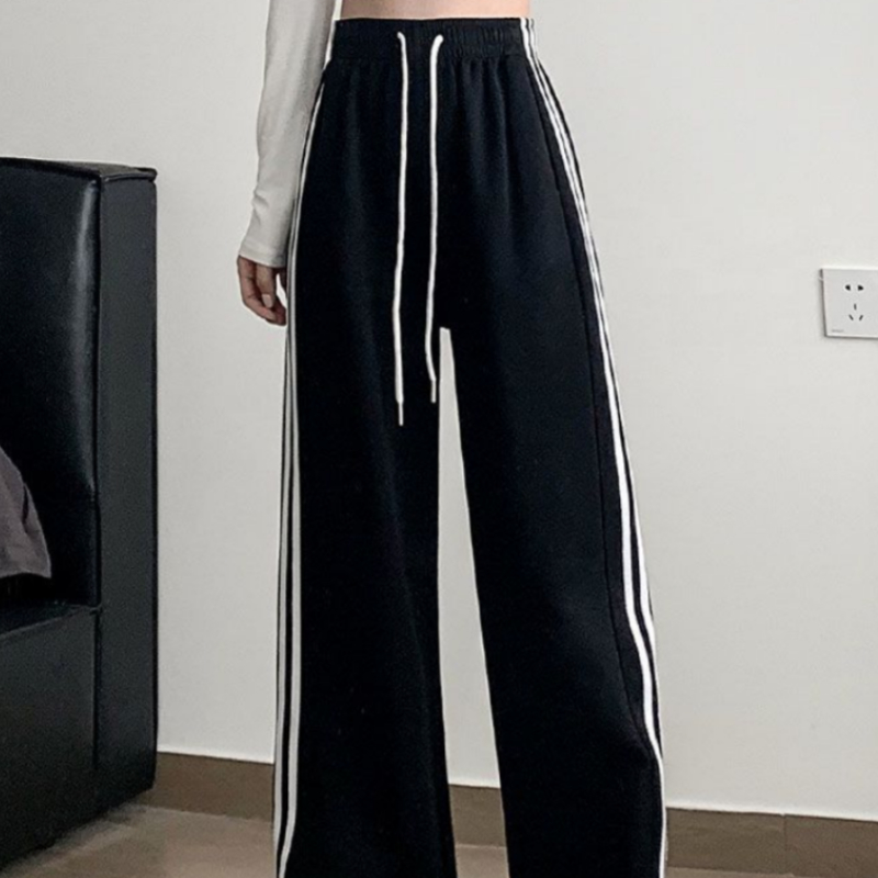 Womens Loose-fit Straight-leg Fashionable Casual Pants