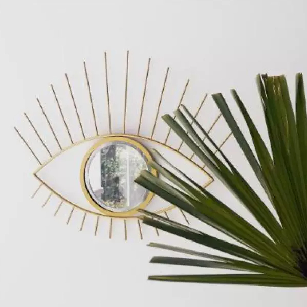 Wall Decor Eye-shaped Hanging Mirror Eyelash Embellishment