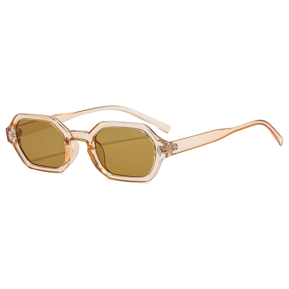 Hexagonal sunglasses in steamed black bean flower frame – fashion UV protection