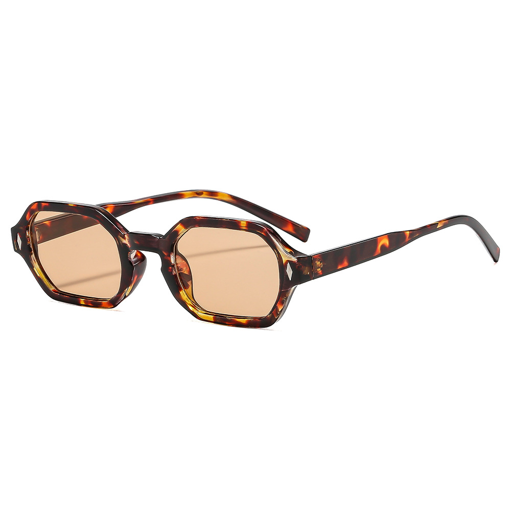 Hexagonal sunglasses in black frame black gray lens – classic polygonal fashion eyewear
