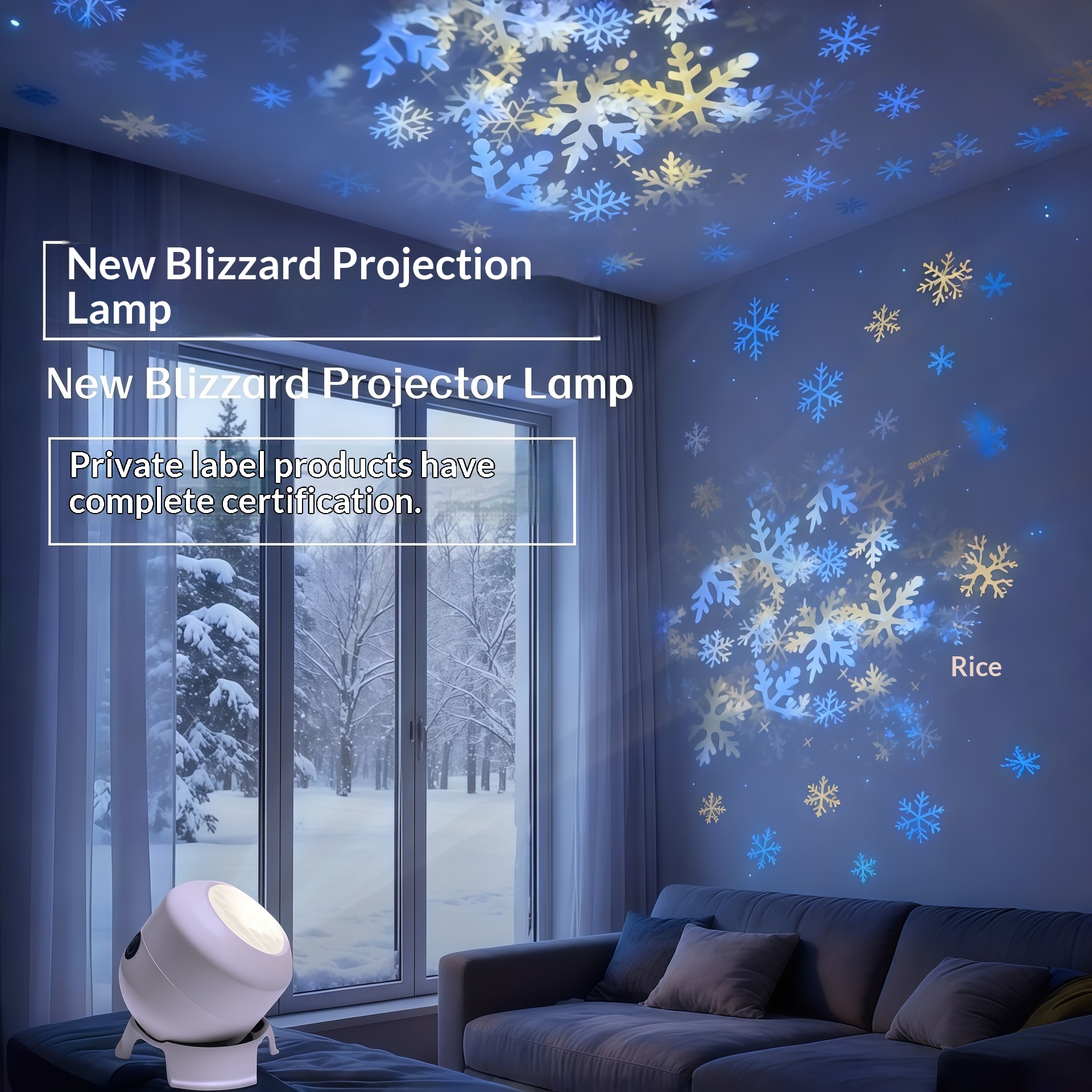 LED Snowflake Projection Lamp With 16 Patterns, Christmas And Halloween Light