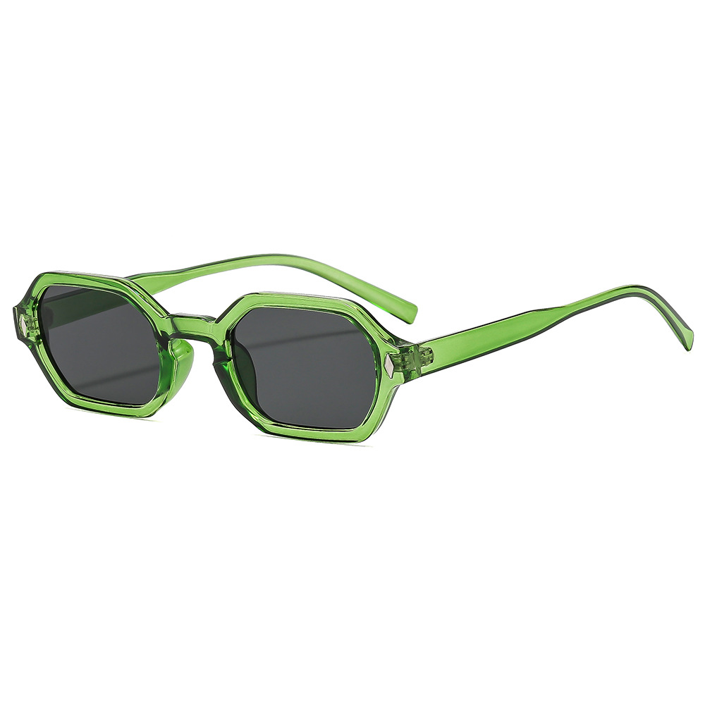 Small-frame polygonal sunglasses in leopard champagne – European American style