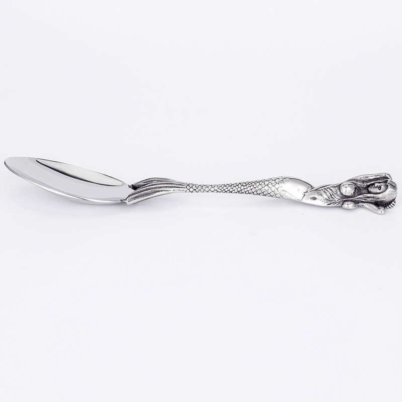 Retro Titanium Steel And Stainless Steel Skull Mermaid And Fork-Spoon Cutlery Set