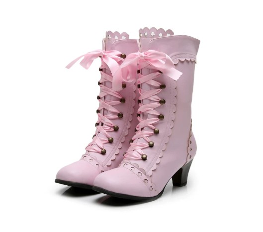 Ribbon-Trimmed Chunky-Heel Boots, picture 8 of 8