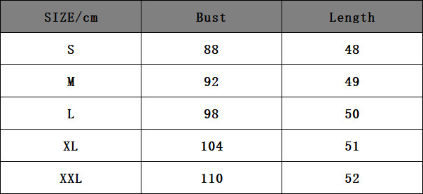 Size chart for women's satin off-shoulder asymmetrical bow blouse – US sizes S, M, L, XL, 2XL with bust, waist, and hip measurements in inches