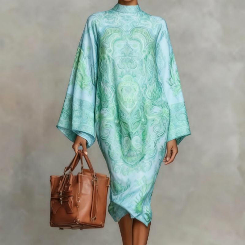 Digital Printing Fresh And Retro Flowy Dress