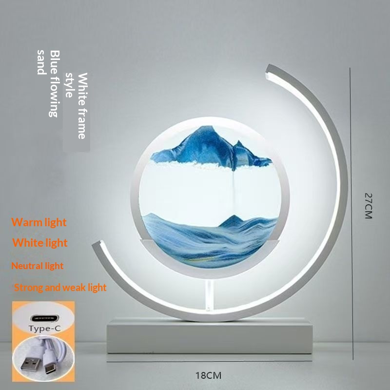 Glass Quicksand Painting Table Lamp, Creative Stress-relief For The Office And Home