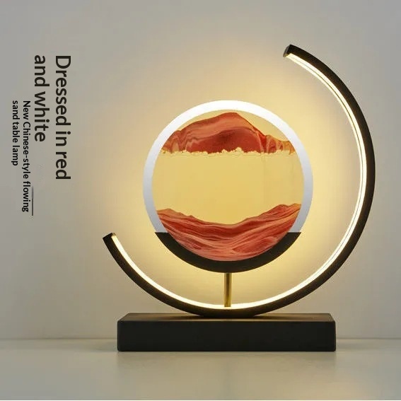 Glass Quicksand Painting Table Lamp, Creative Stress-relief For The Office And Home