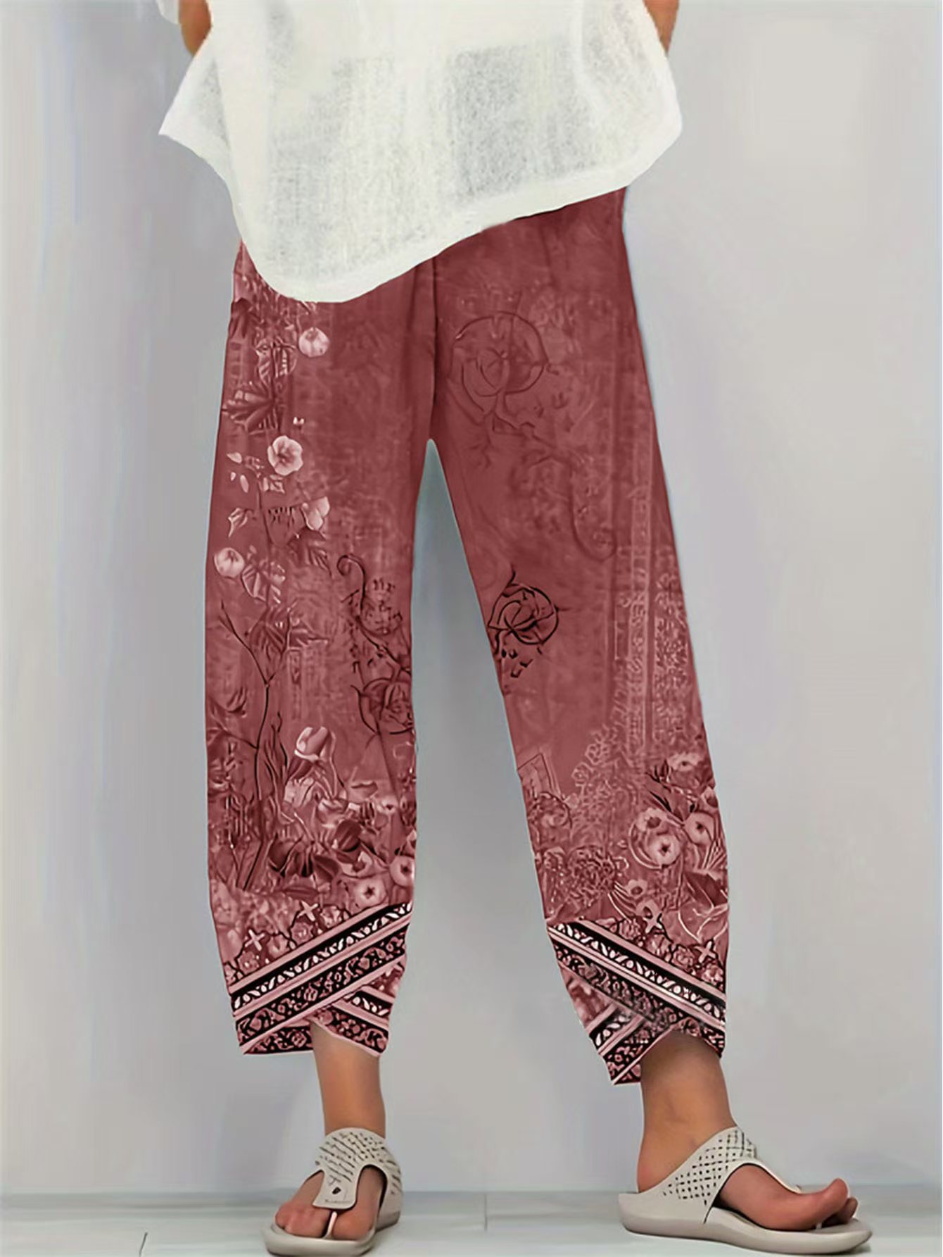 Womens Loose-fitting Casual Printed Pants thumbnail 6