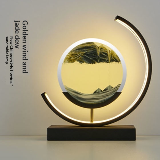Glass Quicksand Painting Table Lamp, Creative Stress-relief For The Office And Home