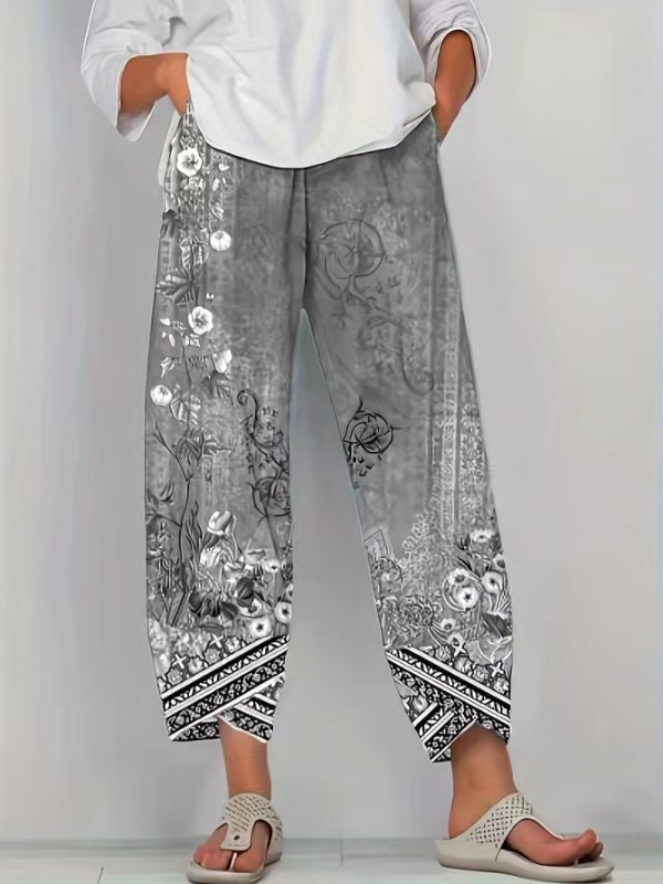 Womens Loose-fitting Casual Printed Pants thumbnail 4