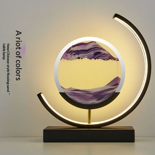Glass Quicksand Painting Table Lamp, Creative Stress-relief For The Office And Home