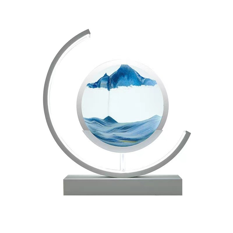 Glass Quicksand Painting Table Lamp, Creative Stress-relief For The Office And Home
