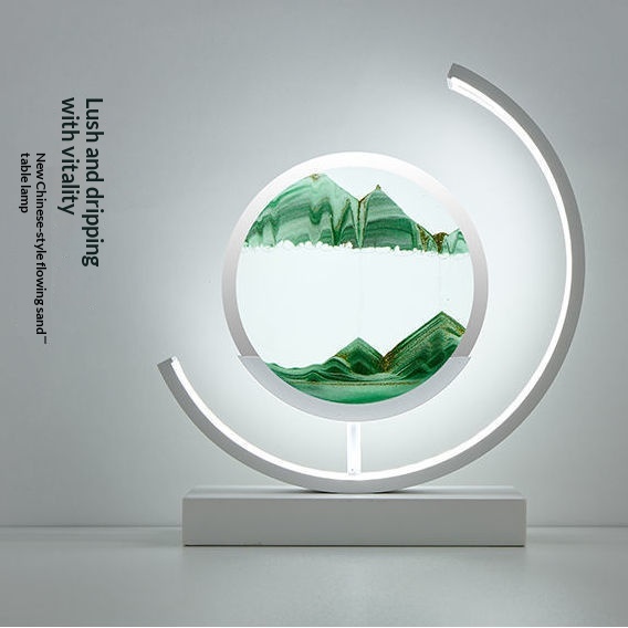 Glass Quicksand Painting Table Lamp, Creative Stress-relief For The Office And Home