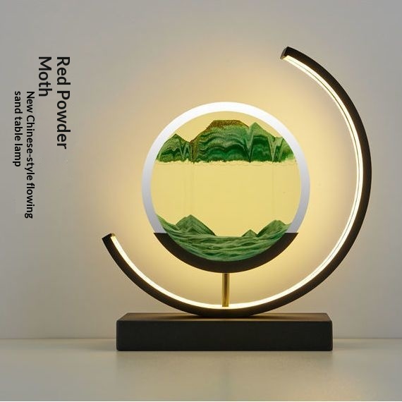 Glass Quicksand Painting Table Lamp, Creative Stress-relief For The Office And Home